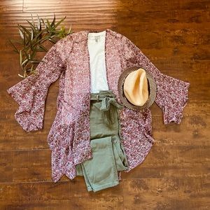 Flowers cardigan batwing sleeves